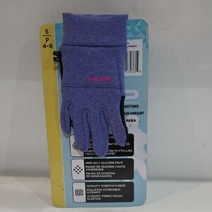 Head Purple Kids Fleece Gloves with Pink Logo